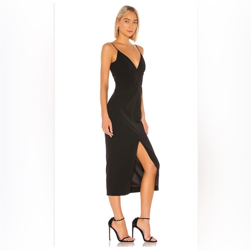 Bardot Black Sheath Midi Dress with Slit size 10